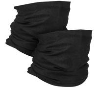 MoKo Bandana Multifonction [2 Pièces], Écharpe sans Coutures Tour de Cou, Foulard de Tête Magique Camping Moto Chasse, Bandeau de Sport Extérieur Élastique Respirant pour Enfant Femme Homme - Noir