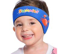 MoKo Bandeau de natation imperméable et élastique réglable en néoprène pour les oreilles de natation pour enfant, taille M, crabe bleu foncé/orange