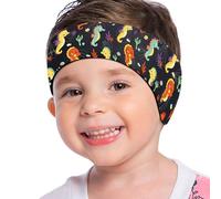 MoKo Bandeau de natation protecteur des oreilles, bandeau imperméable réglable élastique pour maintenir les bouchons d'oreille, en néoprène pour enfants, taille S, hippocampe noir
