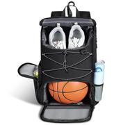 MoKo Basket-Ball, Basket-Ball avec Sac à Chaussures Respirant, Sac à Dos de Basket-Ball avec Poches Multiples, Crochet de clôture caché et Port de Charge pour Les Amateurs de Sports de Balle, Noir