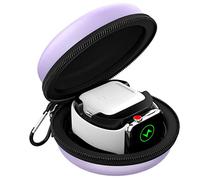 MoKo Boîte de Rangement Compatible avec Apple Watch Ultra 3/2/1/SE 3/SE 2/SE, Series 11/10/9/8/7/6/5/4/3/2/1, AirPods 3/2/1,Étui de Voyage + Support de Chargement Sac de Protection,Taro Violet