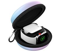 MoKo Boîte de Rangement Compatible avec Apple Watch Series 11/10/9/8/7/6/5/4/3/2/1/SE3/SE2/SE, AirPods 3/2/1,Étui de Voyage + Support de Chargement,Sac de Protection,DégradéBuViot