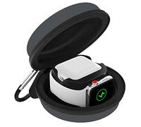 MoKo Boîte de Rangement Compatible avec Apple Watch Ultra 2/1/SE 2/SE, Series 10/9/8/7/6/5/4/3/2/1, AirPods 3/2/1,Étui de Voyage + Support de Chargement,Sac de Protection,Gris Sidéral