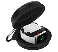 MoKo Boîte de Rangement Compatible avec Apple Watch Ultra 2/1/SE 2/SE, Series 10/9/8/7/6/5/4/3/2/1, AirPods 3/2/1,Étui de Voyage + Support de Chargement,Sac de Protection,Noir
