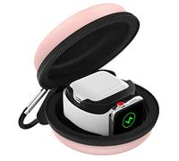 MoKo Boîte de Rangement Compatible avec Apple Watch Ultra 3/2/1/SE 3/SE 2/SE, Series 11/10/9/8/7/6/5/4/3/2/1, AirPods 3/2/1,Étui de Voyage + Support de Chargement Sac de Protection,Or Rose
