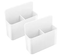 MoKo Boîte de Rangement Magnétique, Lot de 2 Support de Crayon pour Tableau Blanc, Fournitures Scolaires, Organiseur avec 2 Compartiments pour Réfrigérateur, Tableau Blanc, Surface Magnétique, Blanc