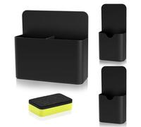 MoKo Boîte de Rangement Magnétique, Lot de 3 Support Crayon avec 1 Effaceur à Sec pour Tableau Blanc, Porte-Marqueur pour Réfrigérateur Surface Magnétique, Noir