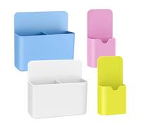 MoKo Boîte de Rangement Magnétique, Lot de 4 Support Crayon pour Tableau Blanc, Porte-Marqueur pour Réfrigérateur Surface Magnétique, 2 Grands et 2 Petits Porte-crayons, Bleu/Blanc/Rose/Jaune
