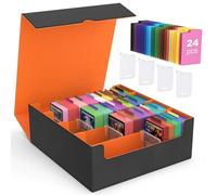 MoKo Boîte de Rangement pour Cartes à Collectionner, 3000+ Cartes MTG avec 24 Séparateurs & 4 Supports de Carte, Étui de Cartes pour Carte de Jeu Magiques, YugiOh, TCG, PTG, Carte Sportive, Orange