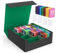 MoKo Boîte de Rangement pour Cartes à Collectionner, 3000+ Cartes MTG avec 24 Séparateurs & 4 Supports de Carte, Étui de Cartes pour Carte de Jeu Magiques, YugiOh, TCG, PTG, Carte Sportive, Vert