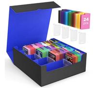 MoKo Boîte de Rangement pour Cartes à Collectionner, 3000+ Cartes MTG avec 24 Séparateurs & 4 Supports de Carte, Étui de Cartes pour Carte de Jeu Magiques, YugiOh, TCG, PTG, Carte Sportive, Noir+Bleu