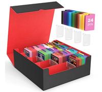 MoKo Boîte de Rangement pour Cartes à Collectionner, 3000+ Cartes MTG avec 24 Séparateurs & 4 Supports de Carte, Étui de Cartes pour Carte de Jeu Magiques, YugiOh, TCG, PTG, Carte Sportive, Noir+Rouge