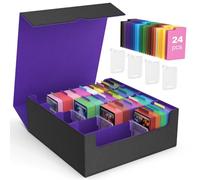 MoKo Boîte de Rangement pour Cartes à Collectionner, 3000+ MTG, 24 Séparateurs, 4 Supports, Étui pour Cartes de Jeu Magiques, YugiOh, TCG, PTG, Sportives, Noir+Violet