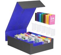 MoKo Boîte de Rangement pour Cartes à Collectionner, 3800+ MTG Deck Box avec 24 Séparateurs et 5 Supports de Cartes, Rangement pour Cartes pour Magic, YugiOh, TCG, PTG et Cartes de Sport, Noir/Bleu