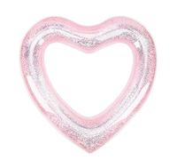 MoKo Bouée Gonflable avec Paillettes, 120 cm Bouée en Forme de Coeur en PVC, Radeau Gonflable pour Piscine, Vacances, Jouets de Piscine, Résistant, Convient aux Enfants ou aux Adultes - Rose