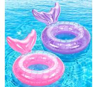 MoKo Bouée Sirène, (58cm) Anneau de Natation Gonflable en PVC, Flotteur de Piscine en Forme de Sirène avec Queue pour Adulte, Jouet pour Sports Nautiques Vacances d'Été Plage, Rose + Violet