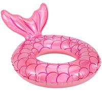 MoKo Bouée Sirène, (70cm) Anneau de Natation Gonflable en PVC, Flotteur de Piscine en Forme de Sirène avec Queue pour Bébé Enfant Adulte, Jouet pour Sports Nautiques Vacances d'Été Plage, Rose Or