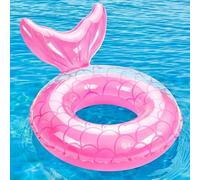 MoKo Bouée Sirène, (75cm) Anneau de Natation Gonflable en PVC, Flotteur de Piscine en Forme de Sirène avec Queue pour Adulte, Jouet pour Sports Nautiques Vacances d'Été Plage, Rose