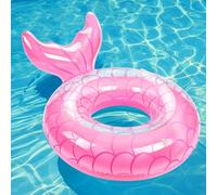 MoKo Bouée Sirène, Anneau de Natation Gonflable en PVC avec Poignées, Flotteur de Piscine en Forme de Sirène avec Queue pour Adulte, Jouet pour Sports Nautiques Vacances d'Été Plage, Rose