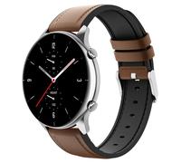 MoKo Bracelet Compatible avec Amazfit Balance/Bip 5/GTR 2/2e/3/3 Pro/4/GTR 47mm/Cheetah Round/Pro/Stratos 2/3, 22mm Bracelet de Remplacement en Cuir Hybride et Silicone pour Hommes Femmes, Brun