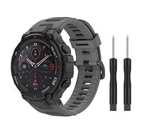 MoKo Bracelet Compatible avec Amazfit T-Rex/T-Rex Pro, Bracelet de Sport de Remplacement en Silicone Souple avec Tournevis, Gris Foncé