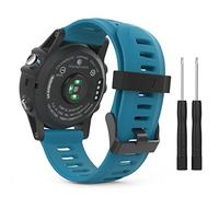 MoKo Bracelet Compatible avec Garmin Fenix 3/3 HR/5X/5X Plus/Tactix Charlie/Descent Mk1, Bracelet de Remplacement en Silicone avec des Outils - Bleu