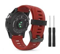 MoKo Bracelet Compatible avec Garmin Fenix 3/3 HR/5X/5X Plus/Tactix Charlie/Descent Mk1, Bracelet de Remplacement en Silicone avec des Outils - Cramoisi