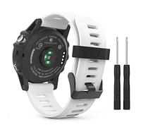 MoKo Bracelet Compatible avec Garmin Fenix 3/3 HR/5X/5X Plus/Tactix Charlie/Descent Mk1, Bracelet de Remplacement en Silicone avec des Outils - Blanc