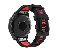 MoKo Bracelet Compatible avec Garmin Fenix 7/7 Pro/6/6 Pro/5/5 Plus/Forerunner 965/955/945/Instinct/Instinct 2, Quick Fit 22mm Bracelet de Remplacement en Silicone Souple Bicolore, Noir/Rouge