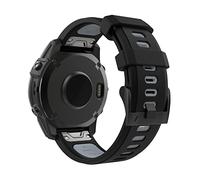 MoKo Bracelet Compatible avec Garmin Fenix 7/7 Pro/6/6 Pro/5/5 Plus/Forerunner 965/955/945/Instinct/Instinct 2, Quick Fit 22mm Bracelet de Remplacement en Silicone Souple Bicolore, Noir/Gris