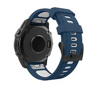 MoKo Bracelet Compatible avec Garmin Fenix 7/7 Pro/6/6 Pro/5/5 Plus/Forerunner 965/955/945/Instinct/Instinct 2, Quick Fit 22mm Bracelet de Remplacement en Silicone Souple Bicolore, Bleu/Blanc