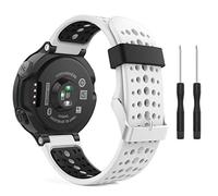 MoKo Bracelet Compatible avec Garmin Forerunner 235/235 Lite/220/230/620/630/735XT, Bracelet en Montre de Remplacement en Silicone Souple, Blanc et Noir