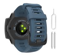 MoKo Bracelet Compatible avec Garmin Instinct/Instinct Solar/Tactical/Instinct 2, 4.92"-7.87" (125mm - 200mm) Bracelet de Remplacement en Silicone Souple, Bleu Ouragan