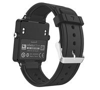 MoKo Bracelet Compatible avec Garmin Vivoactive, Bracelet de Montre de Remplacement en Silicone Souple avec Fermoir Métallique pour Vivoactive Acetate Sports GPS Smartwatch, Noir