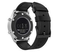 MoKo Bracelet Compatible avec Samsung Galaxy Watch 3 45mm/Galaxy Watch 46mm/Gear S3 Frontier/Huawei Watch GT/GT 2/GT 3 46mm/GT 2 Pro/GT 2e, 22mm Bracelet en Silicone en Cuir Hybride, Noir