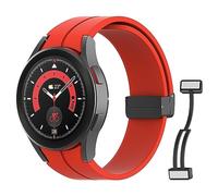 MoKo Bracelet Compatible avec Samsung Galaxy Watch 7 FE 6 5 4 40mm 44mm/Watch 6 Classic 43mm 47mm/5 Pro 45mm/4 Classic 42mm 46mm, Bracelet en Silicone de Remplacement à Fermoir Magnétique, Rouge