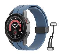 MoKo Bracelet Compatible avec Samsung Galaxy Watch 7 FE 6 5 4 40mm 44mm/Watch 6 Classic 43mm 47mm/5 Pro 45mm/4 Classic 42mm 46mm, Bracelet en Silicone de Remplacement à Fermoir Magnétique, Bleu