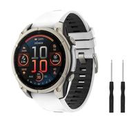 MoKo Bracelet de Montre Compatible avec Garmin Fenix 8/E 47 mm/Fenix 7/7 Pro/Fenix 6/6 Pro/Fenix 5/5 Plus/Forerunner 935 945 955 965, 22 mm Bracelet Souple QuickFit, Bouton en Titane/Blanc