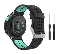 MoKo Bracelet Compatible avec Garmin Forerunner 235/235 Lite/220/230/620/630/735XT, Bracelet en Montre de Remplacement en Silicone Souple, Noir et Vert Menthe