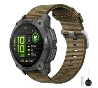 MoKo Bracelet de Montre en Nylon Compatible avec Garmin Instinct 3 45mm ; Instinct 2/2 Solar/2 Surf/2 Tactical ; Instinct Tactical/Tide/Esports/Solar, 22mm Bracelet de Remplacement, Kaki/Argent