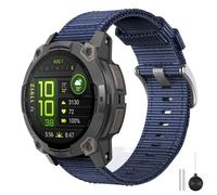 MoKo Bracelet de Montre en Nylon Compatible avec Garmin Instinct 3 45mm ; Instinct 2/2 Solar/2 Surf/2 Tactical ; Instinct Tactical/Tide/Esports/Solar, 22mm Bracelet de Remplacement, Bleu Foncé/Argent
