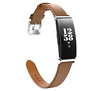 MoKo Bracelet en Cuir Compatible avec Fitbit Inspire 2/HR/Inspire, Bracelet de Montre de Remplacement en Cuir Synthétique pour Femmes Hommes, Brun