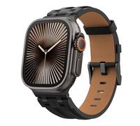 MoKo Bracelet en Cuir pour Apple Watch,Compatible avec 49mm 46mm 45mm 44mm 42mm iWatch, Bracelet Remplacement Connecteur en Métal pour Ultra3/2/1,SE3/2/1,Series 11/10/9/8/7/6/5/4/3/2/1, Noir/Noir