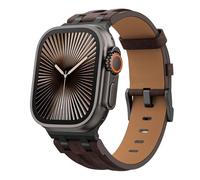 MoKo Bracelet en Cuir pour Apple Watch,Compatible avec 49mm 46mm 45mm 44mm 42mm iWatch, Bracelet Remplacement Connecteur en Métal pour Ultra3/2/1,SE3/2/1,Series 11/10/9/8/7/6/5/4/3/2/1,Nr/Marron Foncé