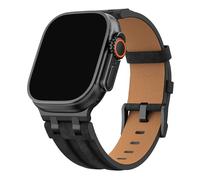 MoKo Bracelet en Cuir pour Apple Watch,Compatible avec 49mm 46mm 45mm 44mm 42mm iWatch, Bracelet Remplacement Connecteur en Métal pour Ultra3/2/1,SE3/2/1,Series 11/10/9/8/7/6/5/4/3/2/1, Noir/Noir