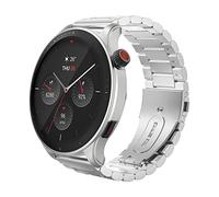 MoKo Bracelet en Métal Compatible avec Amazfit Bip 6/5/Balance 2/1/GTR 4/3/3 Pro/2/2e/GTR 47mm/Stratos 3/2, 22mm Bracelet de Montre de Remplacement en Acier Inoxydable, Argent