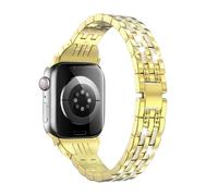MoKo Bracelet en Métal Compatible avec Apple Watch Series 11/10 42mm, 9/8/7 41mm, SE3/SE2/SE/6/5/4 40mm, 3/2/1 38mm, Bracelet Métallique Fin Élégant avec Diamant Étincelant Bijoux pour Femme, Or