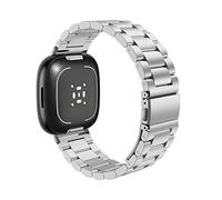 MoKo Bracelet en Métal Compatible avec Fitbit Versa 4/Versa 3/Sense 2/Sense, Bracelet de Montre de Remplacement en Acier Inoxydable pour Femmes Hommes, Argent