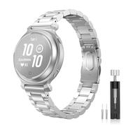 MoKo Bracelet en Métal Compatible avec Garmin Lily 2/Lily 2 Active, Bracelet de Remplacement à Dégagement Rapide en Acier Inoxydable avec Outil de Réglage pour Hommes Femmes, Argent