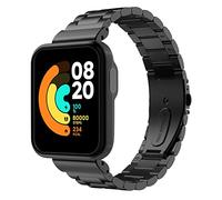 MoKo Bracelet en Métal Compatible avec Xiaomi Mi Watch Lite/Redmi Watch, Bracelet de Montre de Remplacement en Acier Inoxydable pour Femmes Hommes, Noir